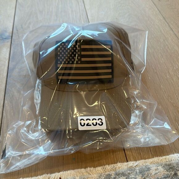 American Flag Trucker Hat Khaki - Picture 2 of 5